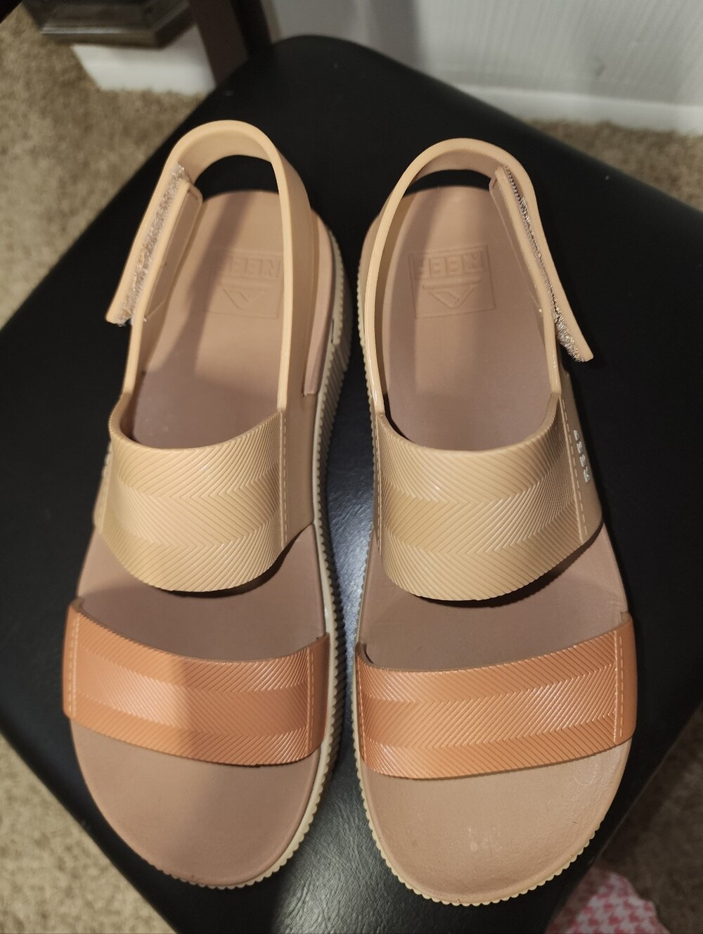 Reef Two-Tone Tan & Cognac Slide Sandals - Picture 7 of 8